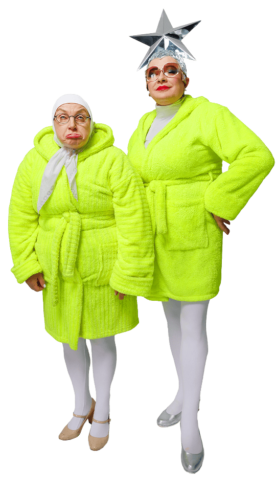 VERKA SERDUCHKA and band members in neon green coats